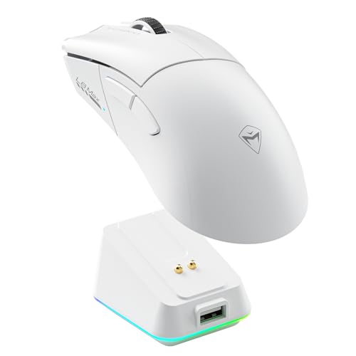 Machenike Gaming Maus Kabellos, 26000DPI 1000Hz PAW3395 Wireless Gaming Mouse (Weiß, L8MAX) von Machenike