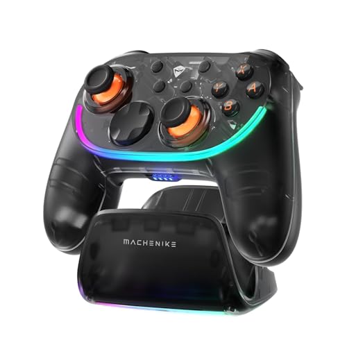 Machenike S3 Gaming Controller Bluetooth für PC/Switch/Mobile Phone/Tablet, 1000Hz Hall Joystick, Switch Controller Wireless mit RGB Sync Dock,NFC, 5 Stufen Vibration, Lightweight, Schwarz von Machenike