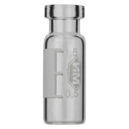 Macherey & Nagel ML-1902 Glas Rollrandflasche, N 11, Schriftfeld, Flacher Boden, Klar, 1.5ml Kapazität, 11.6mm Durchmesser, 32.0mm Höhe, 100 Stück von Macherey & Nagel