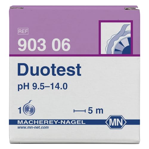 Macherey & Nagel ML-6205 Duotest pH Testpapier mit Zwei Indikatorzonen, pH 9.5-14.0, 5m Länge x 10mm Breite von Macherey & Nagel