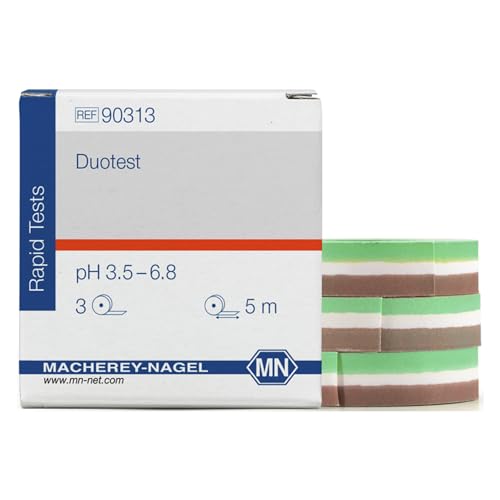 Macherey & Nagel ML-6208 Duotest pH Testpapier mit Zwei Indikatorzonen, pH 3.5-6.8, Nachfüllpack, 5m Länge x 10mm Breite, 3 Stück Macherey & Nagel ML-6208 Duotest pH Testpapier mit Zwei Indikatorzonen, pH 3.5-6.8, Nachfüllpack, 5m Länge x 10mm Breite, 3 Stück von Macherey & Nagel