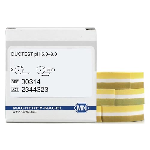Macherey & Nagel ML-6209 Duotest pH Testpapier mit Zwei Indikatorzonen, pH 5.0–8.0, Nachfüllpack, 5m Länge x 10mm Breite, 3 Stück Macherey & Nagel ML-6209 Duotest pH Testpapier mit Zwei Indikatorzonen, pH 5.0–8.0, Nachfüllpack, 5m Länge x 10mm Breite, 3 Stück von Macherey & Nagel