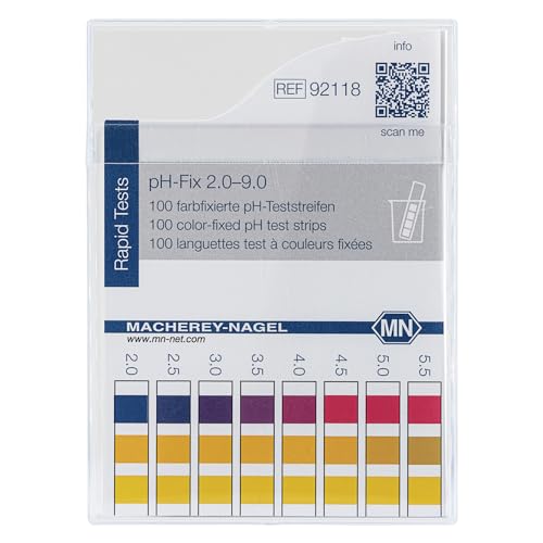 Macherey & Nagel ML-6707 Farbfixiert Nicht blutend pH-Teststreifen, pH-Fix 2.0-9.0, 85mm Länge x 5.5mm Breite, 100 Stück Macherey & Nagel ML-6707 Farbfixiert Nicht blutend pH-Teststreifen, pH-Fix 2.0-9.0, 85mm Länge x 5.5mm Breite, 100 Stück von Macherey & Nagel