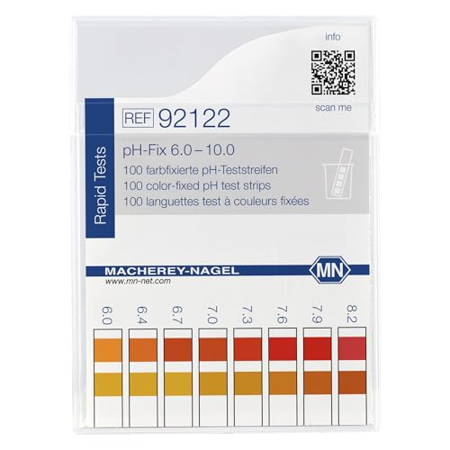 Macherey & Nagel ML-6710 Farbfixiert Nicht blutend pH-Teststreifen, pH-Fix 6.0-10.0, 85mm Länge x 5.5mm Breite, 100 Stück von Macherey & Nagel