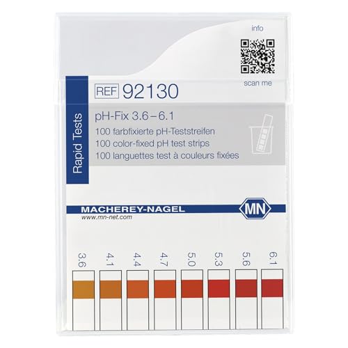Macherey & Nagel ML-6712 Farbfixiert Nicht blutend pH-Teststreifen, pH-Fix 3.6-6.1, 85mm Länge x 5.5mm Breite, 100 Stück Macherey & Nagel ML-6712 Farbfixiert Nicht blutend pH-Teststreifen, pH-Fix 3.6-6.1, 85mm Länge x 5.5mm Breite, 100 Stück von Macherey & Nagel