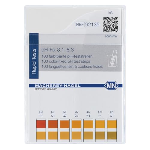 Macherey & Nagel ML-6714 Farbfixiert Nicht blutend pH-Teststreifen, pH-Fix 3.1-8.3, 85mm Länge x 5.5mm Breite, 100 Stück Macherey & Nagel ML-6714 Farbfixiert Nicht blutend pH-Teststreifen, pH-Fix 3.1-8.3, 85mm Länge x 5.5mm Breite, 100 Stück von Macherey & Nagel