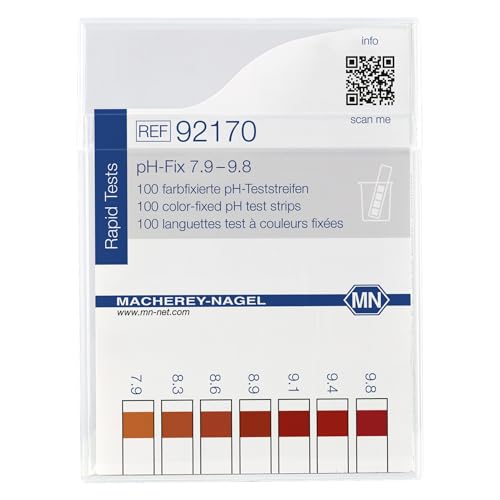 Macherey & Nagel ML-6719 Farbfixiert Nicht blutend pH-Teststreifen, pH-Fix 7.9-9.8, 85mm Länge x 5.5mm Breite, 100 Stück von Macherey & Nagel