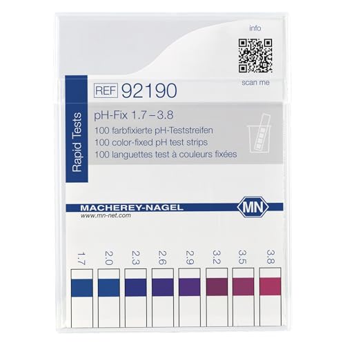 Macherey & Nagel ML-6721 Farbfixiert Nicht blutend pH-Teststreifen, pH-Fix 1.7-3.8, 85mm Länge x 5.5mm Breite, 100 Stück Macherey & Nagel ML-6721 Farbfixiert Nicht blutend pH-Teststreifen, pH-Fix 1.7-3.8, 85mm Länge x 5.5mm Breite, 100 Stück von Macherey & Nagel