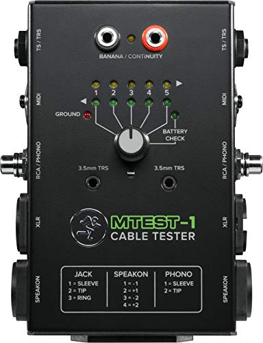 Mackie MTest-1 Kabeltester mit 6-poligem Schalter und 7 Anschlusstypen: 6,3 mm TRS- und TS-, 3,5 mm TRS- und TS-, XLR-, Cinch-, Speakon-, MIDI- und Bananenstecker Mackie MTest-1 Kabeltester mit 6-poligem Schalter und 7 Anschlusstypen: 6,3 mm TRS- und TS-, 3,5 mm TRS- und TS-, XLR-, Cinch-, Speakon-, MIDI- und Bananenstecker von Mackie