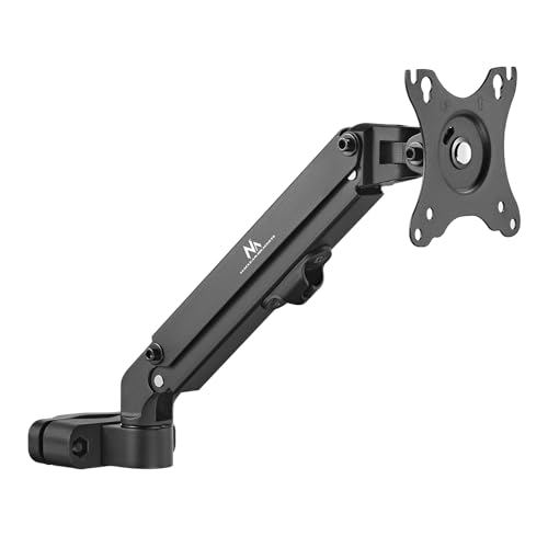 Maclean MC-459 Monitor-Halterung für Rohr/Pfosten 28-60mm, 17-27" Flach & Curved Bildschirme bis zu 7kg VESA 75x75 oder 100x100 Schwenkbar, Neigbar und Drehbar, Universal Monitor Halterung von Maclean