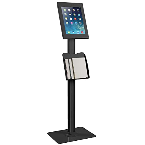 Maclean MC-867 Tablet Halterung Bodenständer mit Prospekthalter Tabletstation mit Verriegelung Kompatibel mit 12,9" iPad Pro (Gen3) (Schwarz) von Maclean