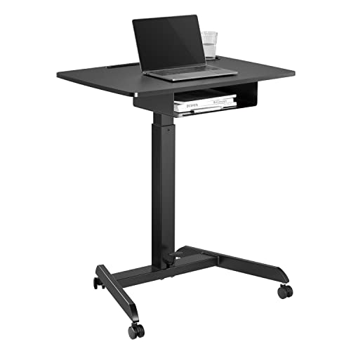 Maclean MC-903 Höhenverstellbarer Laptoptisch mit Rollen und mit Einer Schublade Sitz-steh-Schreibtisch Höhenverstellbar bis max. 113cm max. 8kg (Schwarz) von Maclean