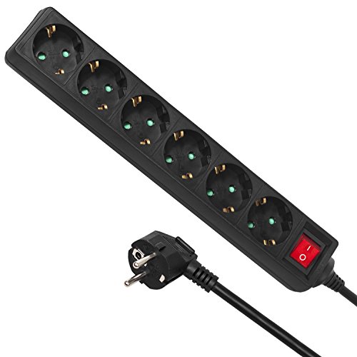 Maclean MCE195G 6-fach Steckdosenleiste 5m mit Schalter Mehrfach Steckdosen Stecker Leiste Kinderschutz Schuko 3500W von Maclean
