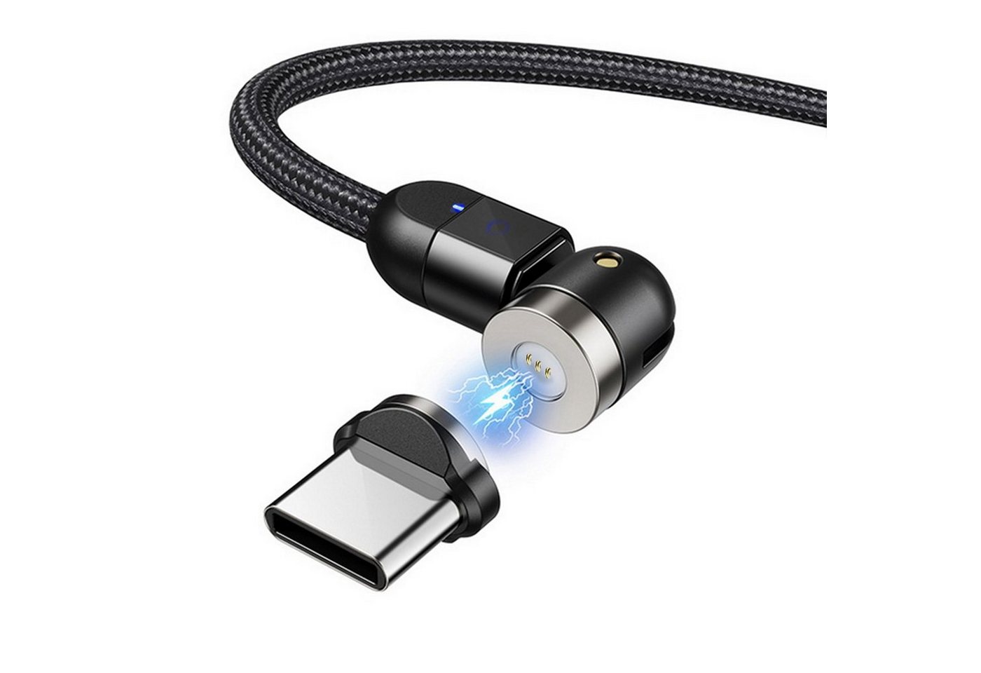 Maclean MCE474/MCE475 USB-Kabel, (200 cm), Magnetisches USB Kabel mit USB-Typ-C Adapter Magnetverbindung von Maclean