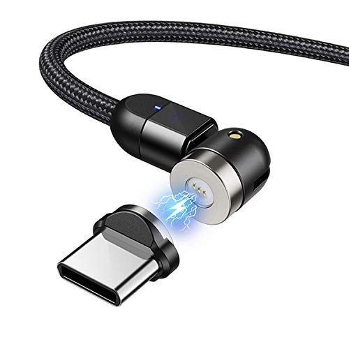 Maclean MCE474 Magnetisches USB Kabel mit USB-Typ-C Adapter 1m Schnellladefunktion 9V/2A 5V/3A Fast Charge Ladekabel Datenkabel 360 ° und 180 ° Drehbar Magnetverbindung von Maclean