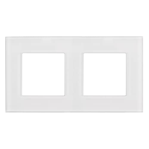 Maclean MCE729W 2-Fach Glasrahmen Panel 157x86mm für teckdose Modulare Wandsteckdose Unterputzdose Wanddose Einbaudose Unterputz Montage (2-fach Glasrahmen für Steckdose, Weiß) von Maclean