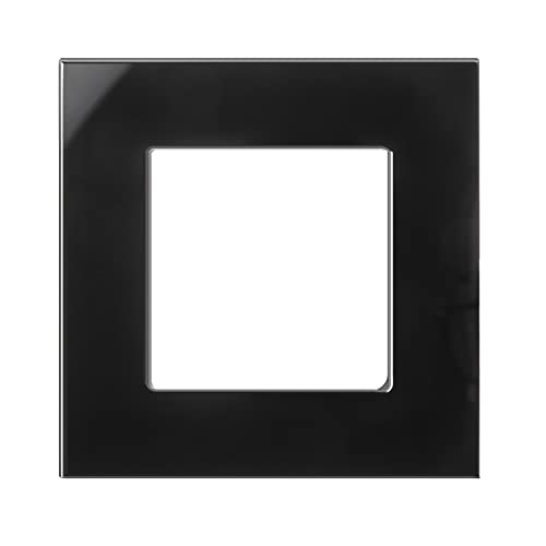 Maclean MCE730B Glasrahmen Panel 86x86mm für Steckdose Modulare Wandsteckdose Unterputzdose Wanddose Einbaudose Unterputz Montage (Glasrahmen für Steckdose, Schwarz) von Maclean