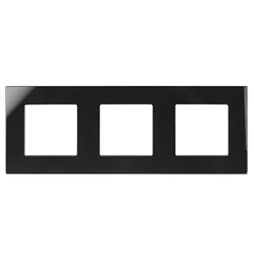 Maclean MCE731B 3-Fach Glasrahmen Panel 228x86mm für Steckdose Modulare Wandsteckdose Unterputzdose Wanddose Einbaudose Unterputz Montage (3-fach Glasrahmen für Steckdose, Schwarz) von Maclean