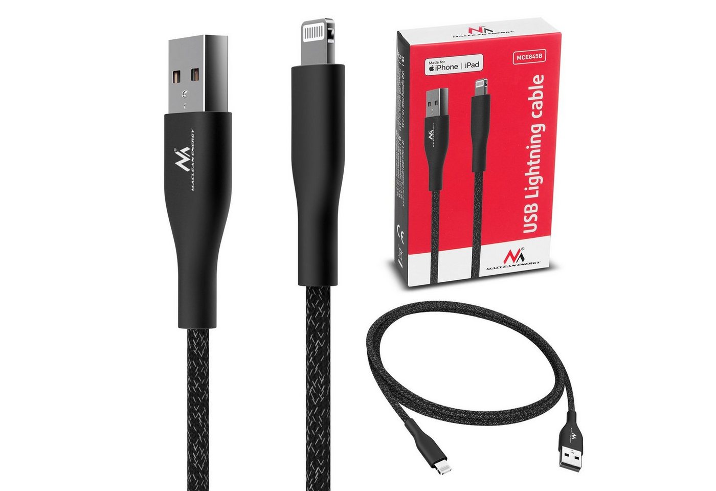 Maclean MCE845B USB-Kabel, (100 cm), USB-A-auf-Lightning-Kabel von Maclean