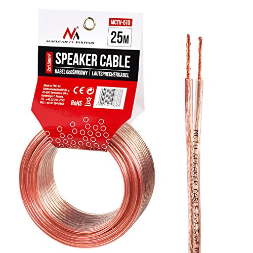 Maclean MCTV-510 Lautsprecherkabel Audio Kabel Zwilingslitze 2 * 1.5mm2 48 * 020CCA Kupfer-Aluminium-Legierung CCA (25m) von Maclean