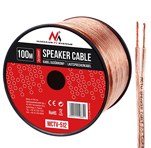 Maclean MCTV-512 Lautsprecherkabel Audio Kabel Zwilingslitze 2 * 1.5mm2 48 * 020CCA Kupfer-Aluminium-Legierung CCA (100m) von Maclean