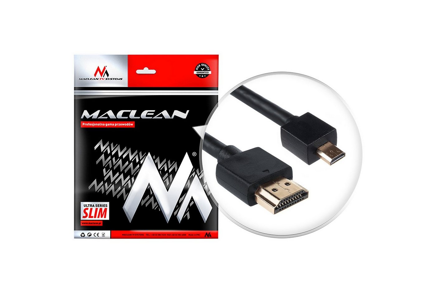 Maclean MCTV-721 HDMI-Kabel, (100 cm), Kabel HDMI - MicroHDMI v 1.4 von Maclean