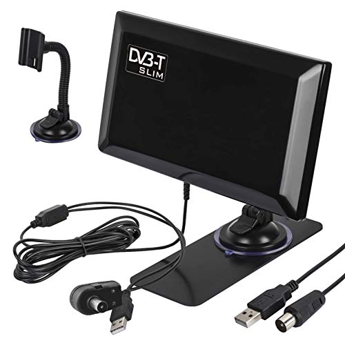 Maclean MCTV-948 Aktive Zimmerantenne DVB-T DVB-T2 Verstärkerantenne Antenne mit Verstärker Saugnapf Halterung USB 5V von Maclean