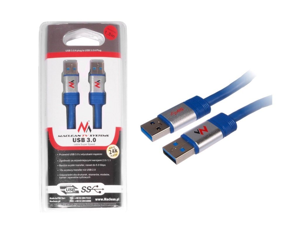 Maclean USB-Kabel, (180 cm), USB 3.0 Stecker A auf A Super Speed 180 Verlängerungskabel von Maclean