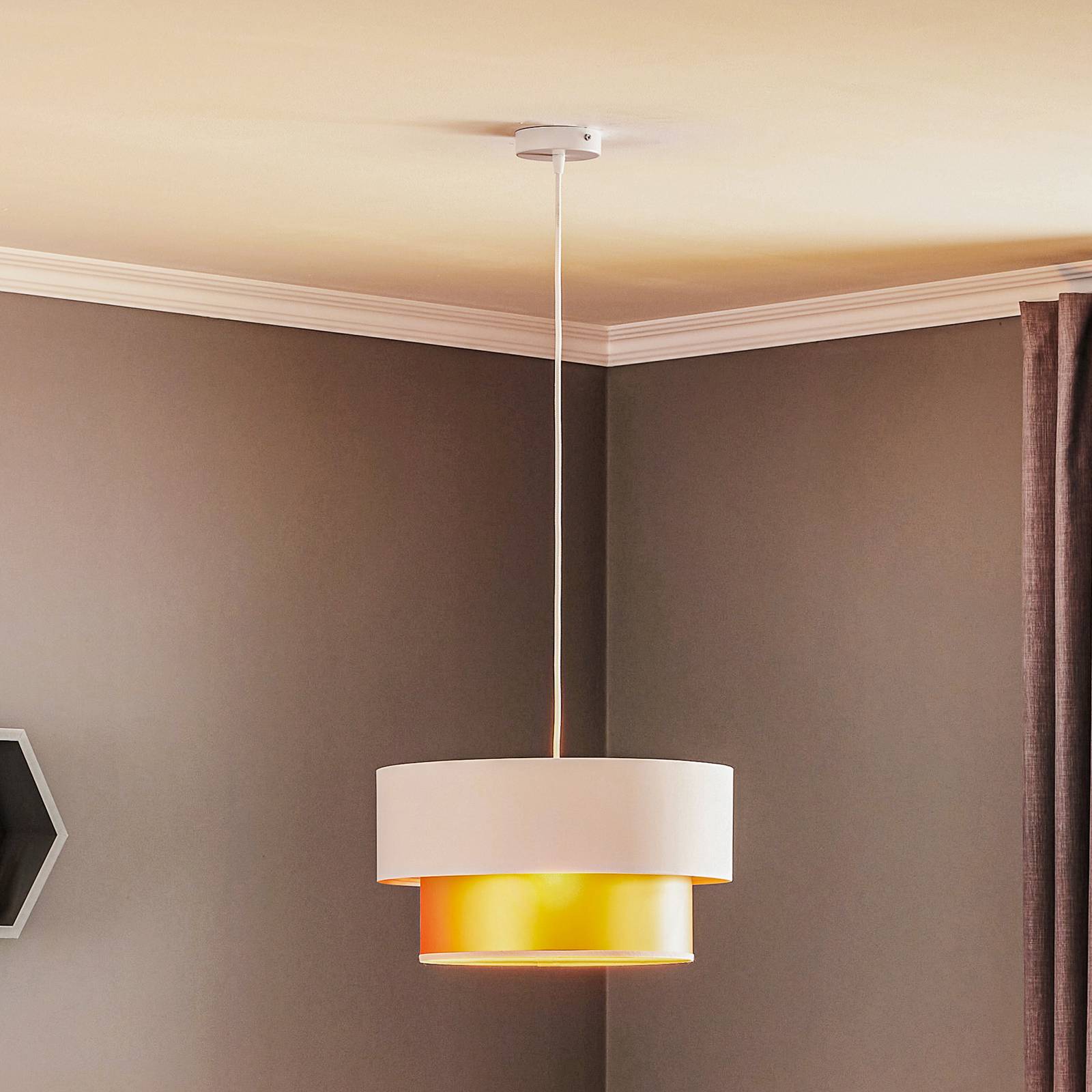 Hängelampe Dorina, creme/gold Ø 40cm Hängelampe Dorina, creme/gold Ø 40cm von Maco Design