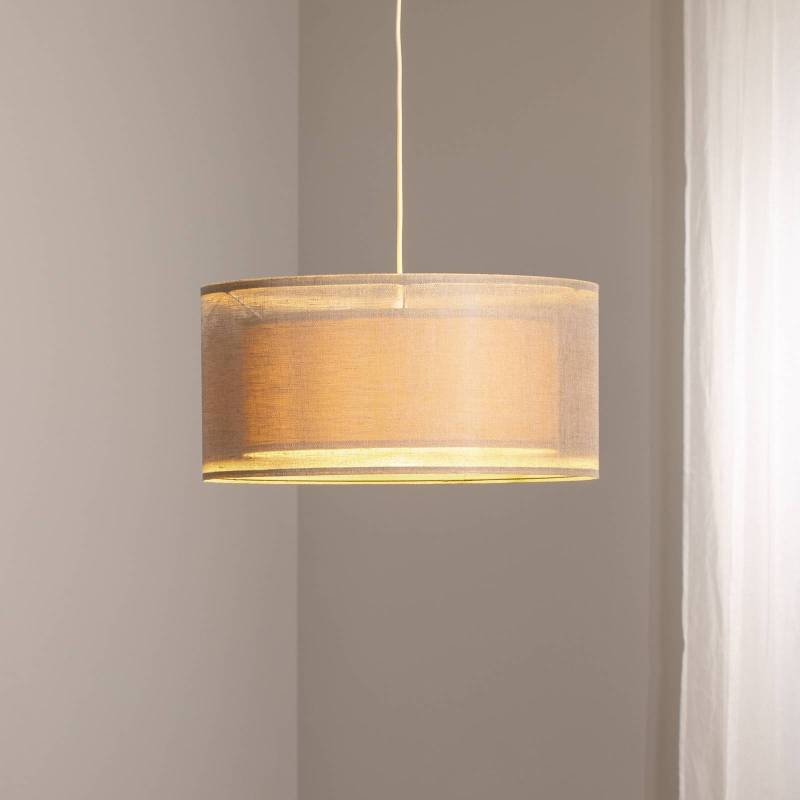 Hängeleuchte Duo Den Light, beige, Ø 50 cm, Leinen, PVC von Maco Design