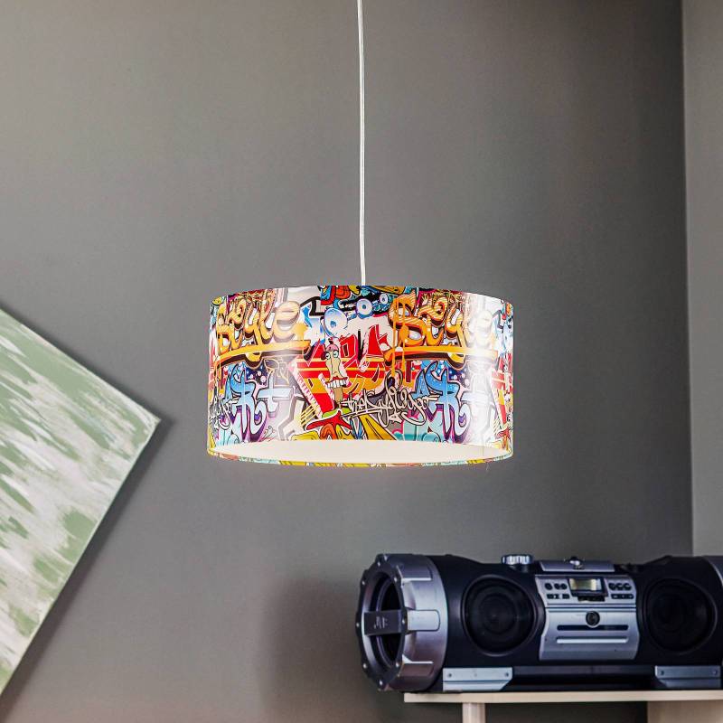 Hängeleuchte Graffiti mit buntem Fotodruck von Maco Design