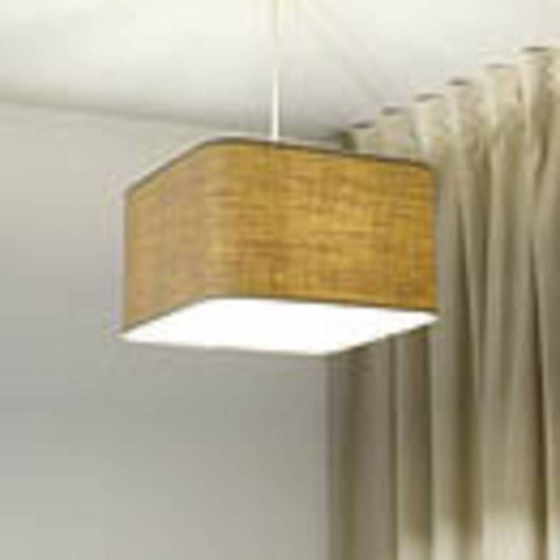 Hängeleuchte Kwadro, beige, 40 x 40 cm, Jutestoff von Maco Design