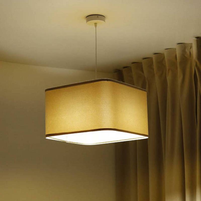Hängeleuchte Kwadro, beige, 40 x 40 cm, Velourstoff von Maco Design