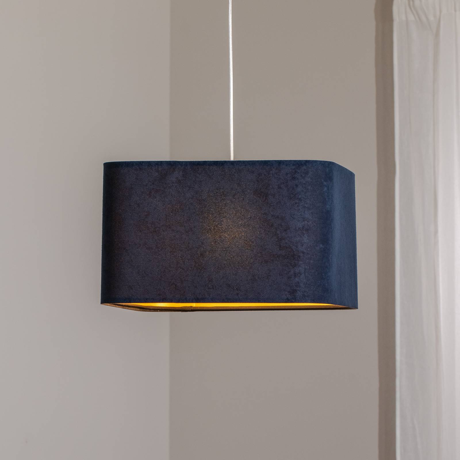 Hängeleuchte Kwadro, dunkelblau, 40 x 40 cm, Velourstoff Hängeleuchte Kwadro, dunkelblau, 40 x 40 cm, Velourstoff von Maco Design