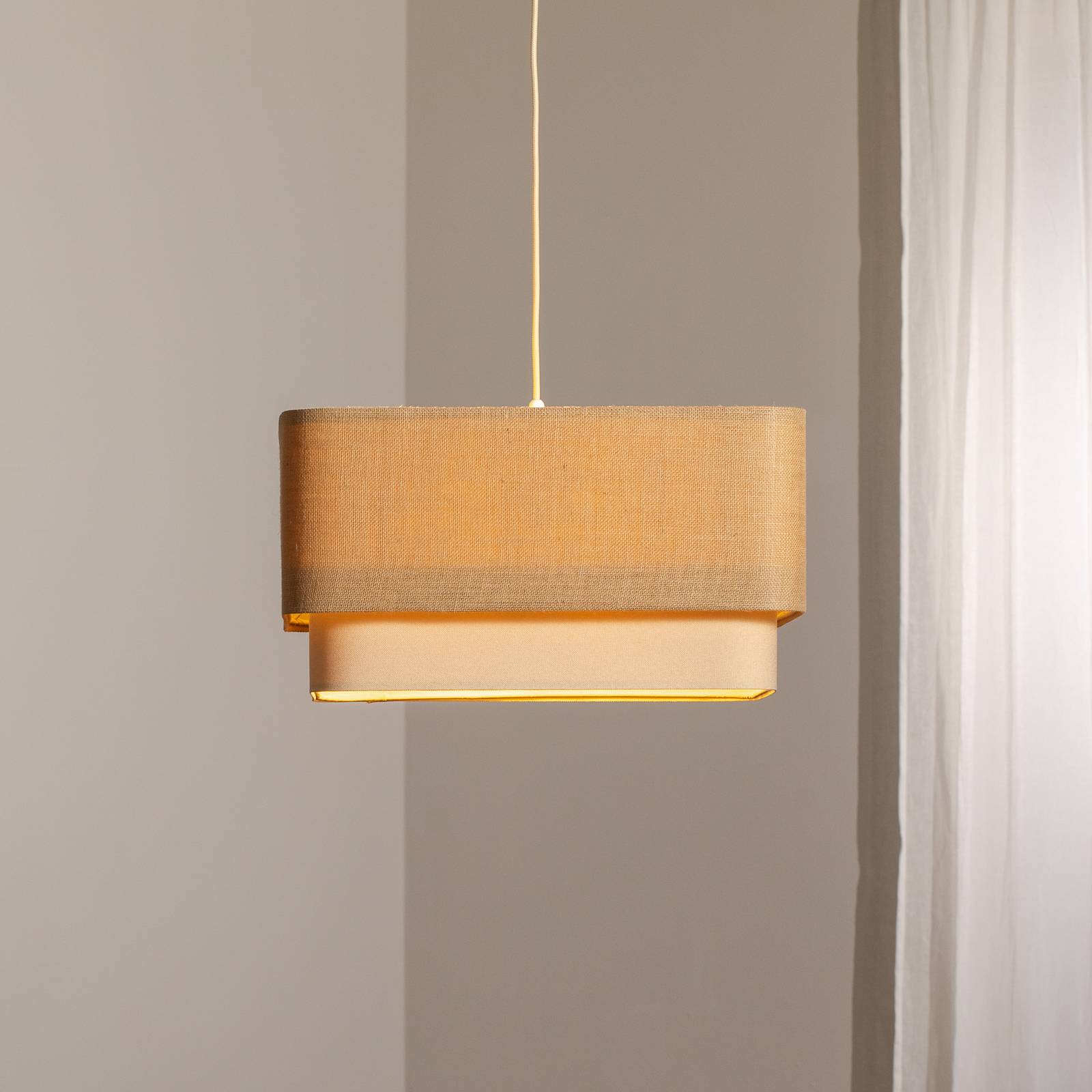 Hängeleuchte Kwadro Duo, creme/beige, 50x50cm, Jute/Leinen Hängeleuchte Kwadro Duo, creme/beige, 50x50cm, Jute/Leinen von Maco Design