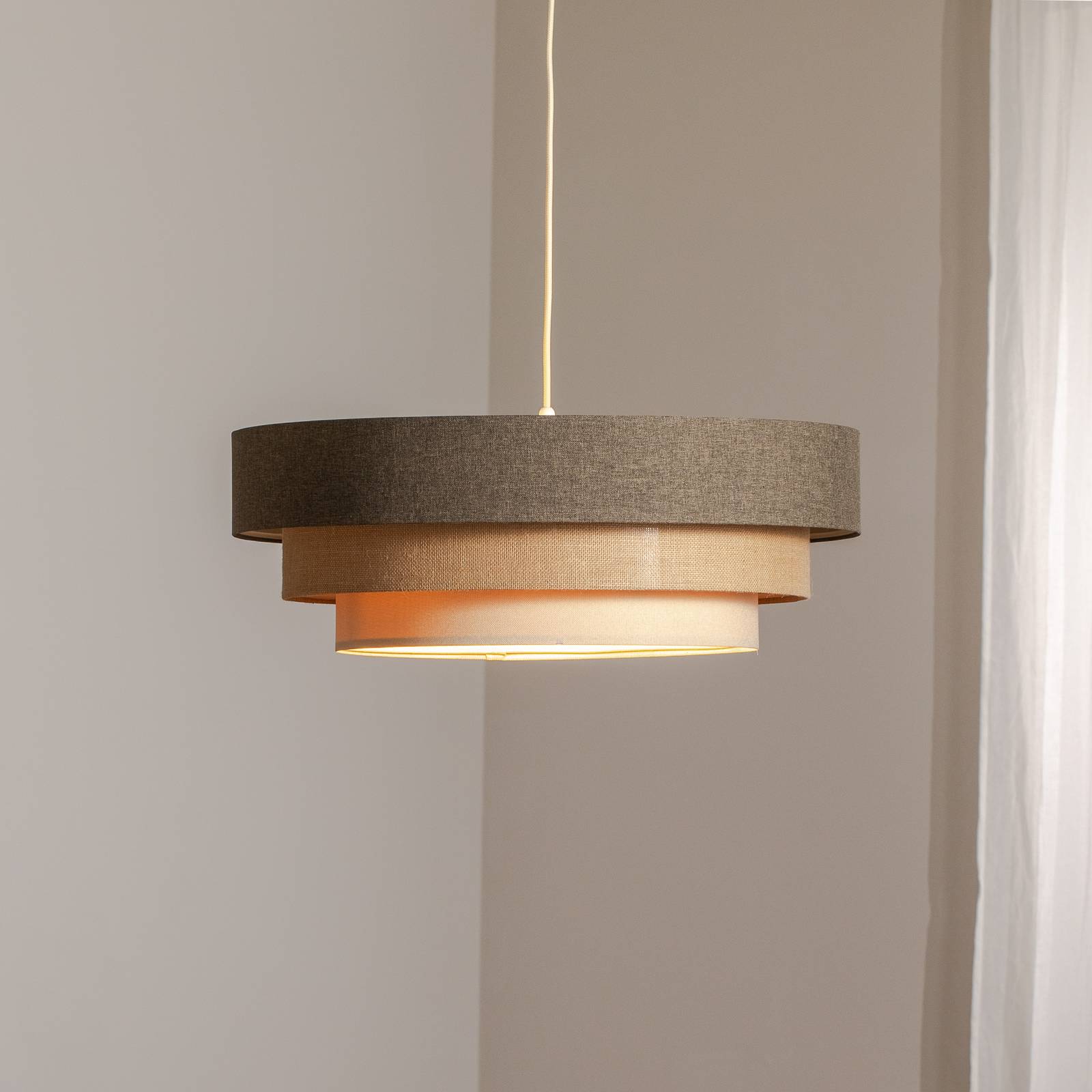 Hängeleuchte Triniti, braun/beige/creme, Ø 60 cm, Textil Hängeleuchte Triniti, braun/beige/creme, Ø 60 cm, Textil von Maco Design