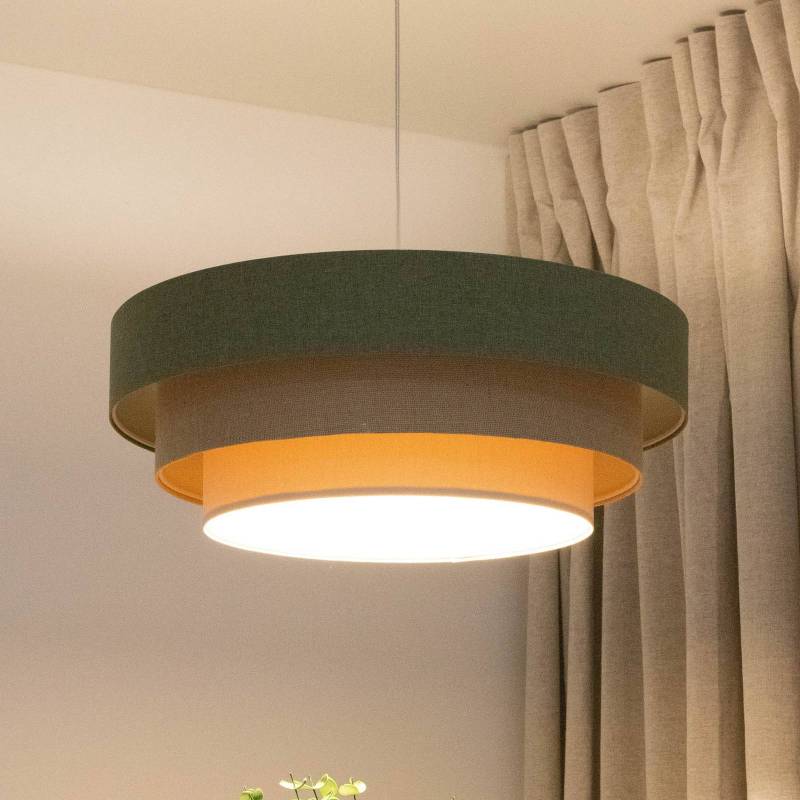 Hängeleuchte Triniti, grün/beige/creme, Ø 60 cm, Textil von Maco Design