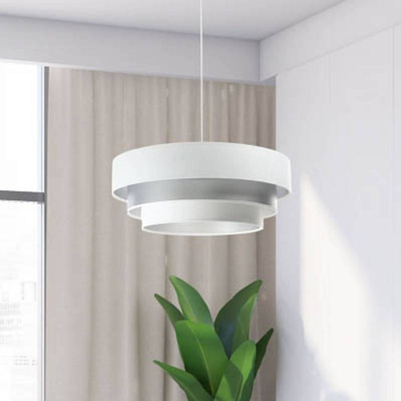 Hängeleuchte Triniti, weiß/silber, Ø 60 cm, Textil von Maco Design