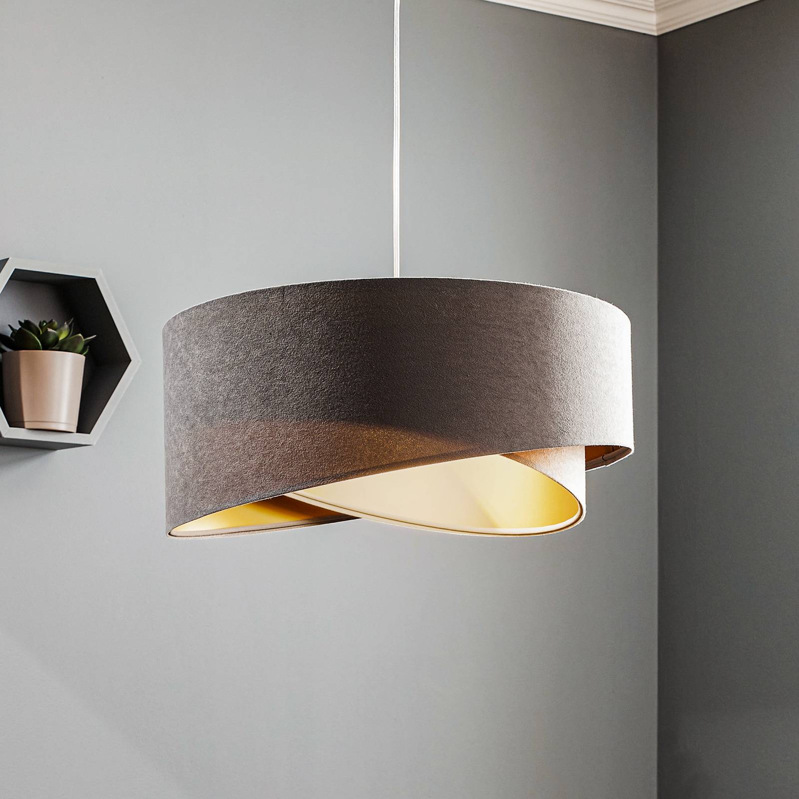 Pendellampe Vivien dreifarbig grau/beige/gold Pendellampe Vivien dreifarbig grau/beige/gold von Maco Design