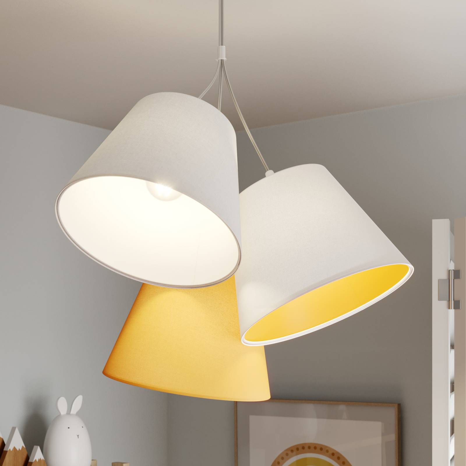 Pendelleuchte Zsofia 3-flg. weiß/orange Pendelleuchte Zsofia 3-flg. weiß/orange von Maco Design