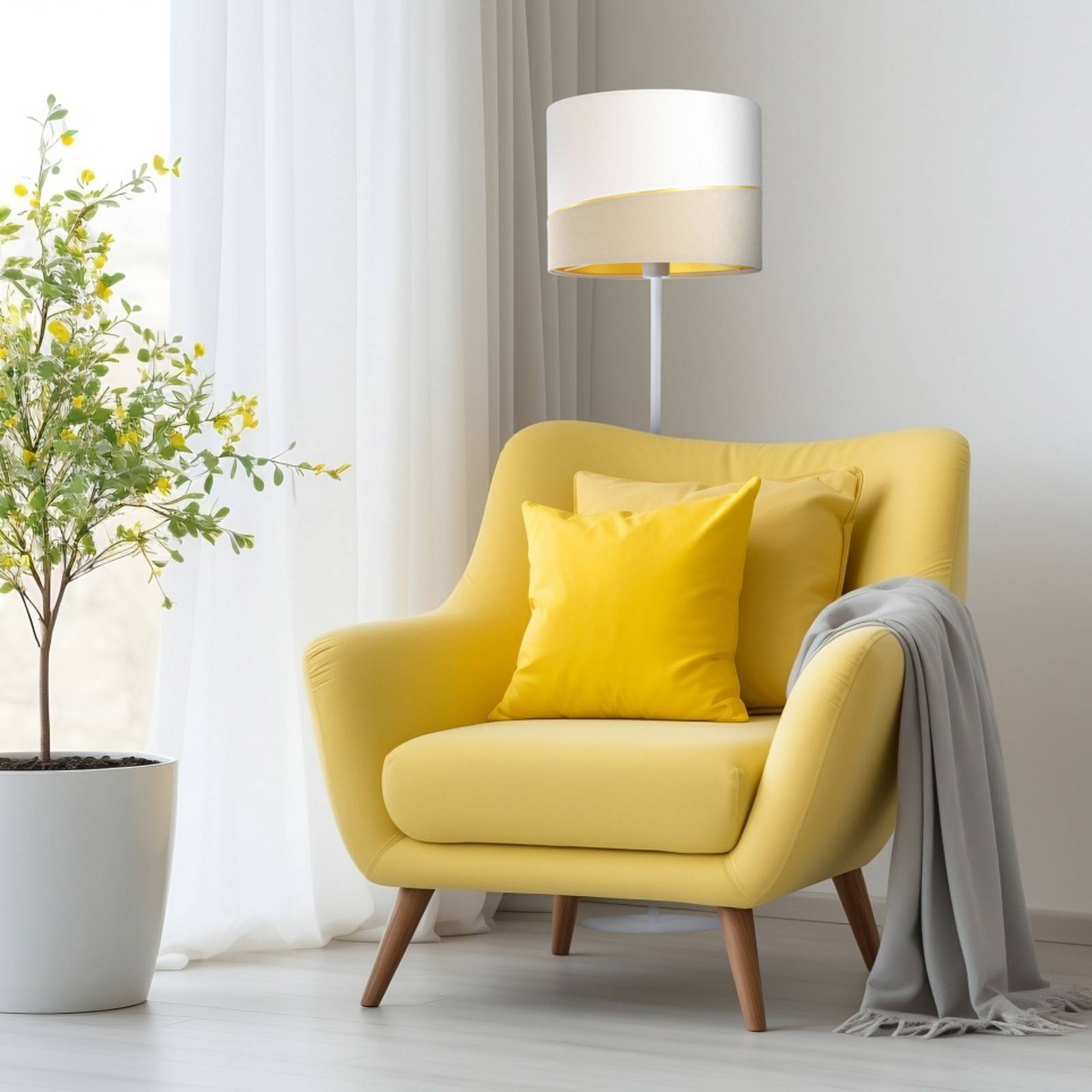 Stehleuchte Susan, weiß/beige/gold Stehleuchte Susan, weiß/beige/gold von Maco Design