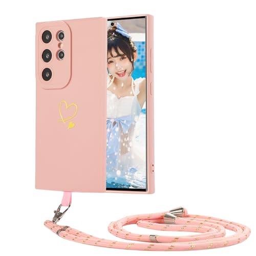 MacroHu 1x Handyhülle mit Band für Samsung Galaxy S22 Ultra 5G Handykette Hülle Handyhülle mit Umhängen Hülle mit Kette TPU Silikon Bumper Stoßfeste Schutzhülle Abnehmbar Necklace Handyhülle-Rosa MacroHu 1x Handyhülle mit Band für Samsung Galaxy S22 Ultra 5G Handykette Hülle Handyhülle mit Umhängen Hülle mit Kette TPU Silikon Bumper Stoßfeste Schutzhülle Abnehmbar Necklace Handyhülle-Rosa von MacroHu
