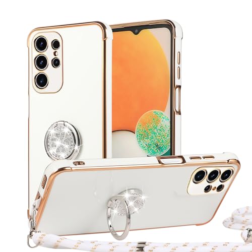 MacroHu 1x Handyhülle mit Band für Samsung Galaxy S22 Ultra 5G Handykette Hülle mit Ständer HandyHülle mit Umhängen TPU Silikon Bumper Stoßfeste Schutzhülle Abnehmbar Necklace Hülle mit Ring -Weiß MacroHu 1x Handyhülle mit Band für Samsung Galaxy S22 Ultra 5G Handykette Hülle mit Ständer HandyHülle mit Umhängen TPU Silikon Bumper Stoßfeste Schutzhülle Abnehmbar Necklace Hülle mit Ring -Weiß von MacroHu