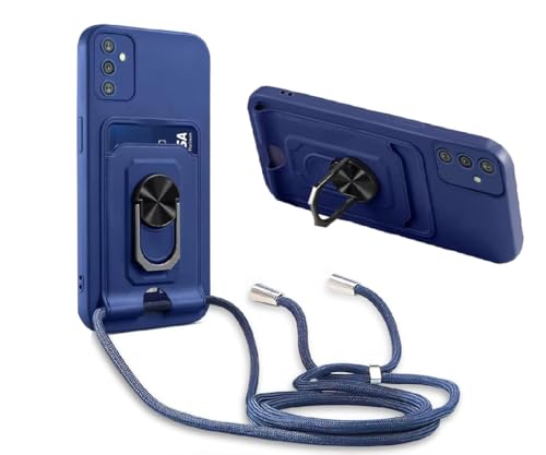 MacroHu 1x Handykette Hülle für Samsung Galaxy A13 4G/5G/M13 5G/A04S Handyhülle mit Band TPU Handyhülle Stoßfeste Cover Silikon Schutzhülle Verstellbarer Halskette Handyhülle mit Umhängeband- Blau von MacroHu