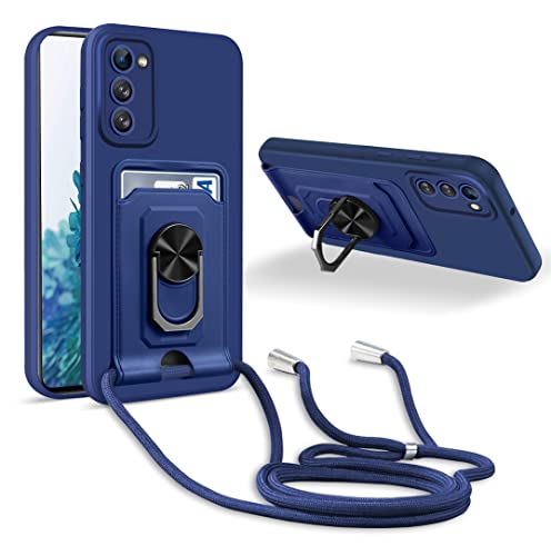 MacroHu 1x Handykette Hülle für Samsung Galaxy S20 FE - TPU Stoßfeste Cover Silikon Schutzhülle mit Umhängeband und Ringständer - Blau MacroHu 1x Handykette Hülle für Samsung Galaxy S20 FE - TPU Stoßfeste Cover Silikon Schutzhülle mit Umhängeband und Ringständer - Blau von MacroHu