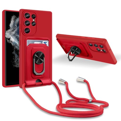 MacroHu 1x Handykette Hülle für Samsung Galaxy S22 Ultra 5G Handyhülle mit Band Necklace Handyhülle TPU Stoßfeste Cover Silikon Schutzhülle Verstellbarer Halskette Handyhülle mit Umhängeband- Rot MacroHu 1x Handykette Hülle für Samsung Galaxy S22 Ultra 5G Handyhülle mit Band Necklace Handyhülle TPU Stoßfeste Cover Silikon Schutzhülle Verstellbarer Halskette Handyhülle mit Umhängeband- Rot von MacroHu