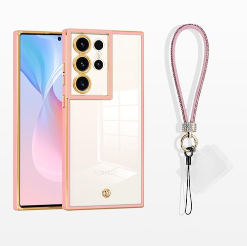 MacroHu 1x Handykette Hülle mit Band für Samsung Galaxy S22 Ultra 5G Handyhülle mit Band Hülle mit Kette TPU Silikon Transparent Handykette Hülle mit Kordel Durchsichtig Stoßfeste Schutzhülle-Rosa MacroHu 1x Handykette Hülle mit Band für Samsung Galaxy S22 Ultra 5G Handyhülle mit Band Hülle mit Kette TPU Silikon Transparent Handykette Hülle mit Kordel Durchsichtig Stoßfeste Schutzhülle-Rosa von MacroHu