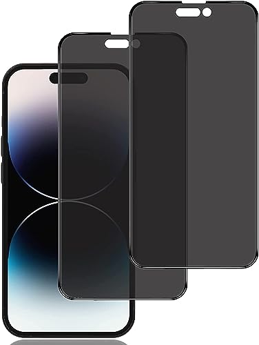 MacroHu 2X Anti-Spy Tempered Glass Displayschutzfolie für iPhone 15 Plus/iPhone 15 Pro Max Anti-Spy Tempered Glass Privacy Schutzfolie Screen Protector Blickschutzfolie Privatsphäre Schutzglas von MacroHu