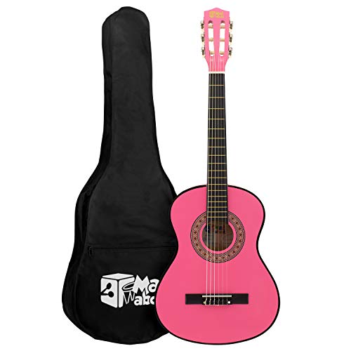 Mad About Konzertgitarre MA-CG06 1/4 Größe Pink Klassikgitarre - Bunte Spanische Gitarre mit Tragetasche, Gurt, Plektrum und Ersatzsaiten von Mad About