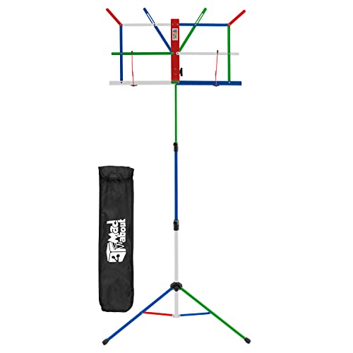 Mad About MA-MS06 Zusammenklappbarer Notenständer, - Leicht zusammenklappbarer tragbarer Notenständer mit Tragetasche - Mehrfarbig von Mad About